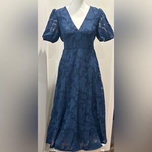 Elegant Navy Blue Lace Dress